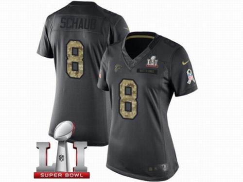 Women Nike Atlanta Falcons #8 Matt Schaub Limited Black 2016 Salute to Service Super Bowl LI 51 Jersey