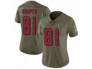 Women Nike Atlanta Falcons #81 Austin Hooper Olive Stitched NFL Limited 2017 Salute to Service Jersey