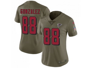 Women Nike Atlanta Falcons #88 Tony Gonzalez Olive Stitched NFL Limited 2017 Salute to Service Jersey