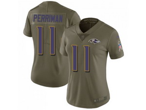 Women Nike Baltimore Ravens #11 Breshad Perriman Olive Stitched NFL Limited 2017 Salute to Service Jersey