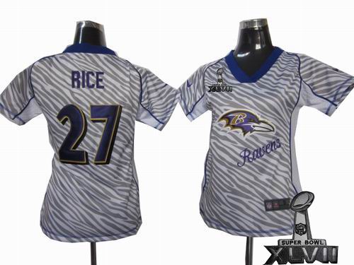 Women Nike Baltimore Ravens #27 Ray Rice Zebra Field Flirt Fashion 2013 Super Bowl XLVII Jersey