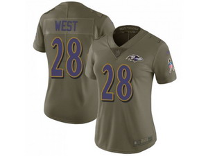 Women Nike Baltimore Ravens #28 Terrance West Olive Stitched NFL Limited 2017 Salute to Service Jersey