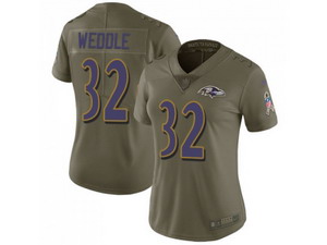 Women Nike Baltimore Ravens #32 Eric Weddle Olive Stitched NFL Limited 2017 Salute to Service Jersey