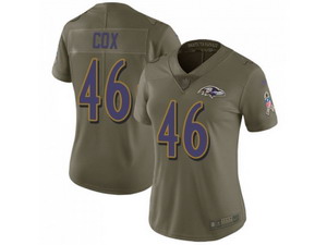 Women Nike Baltimore Ravens #46 Morgan Cox Olive Stitched NFL Limited 2017 Salute to Service Jersey
