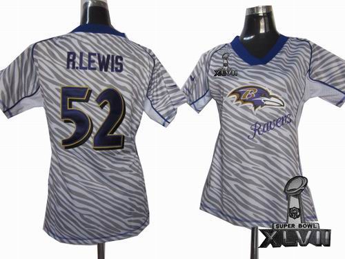 Women Nike Baltimore Ravens #52 Ray Lewis Zebra Field Flirt Fashion 2013 Super Bowl XLVII Jersey