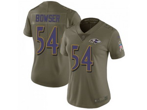 Women Nike Baltimore Ravens #54 Tyus Bowser Olive Stitched NFL Limited 2017 Salute to Service Jersey