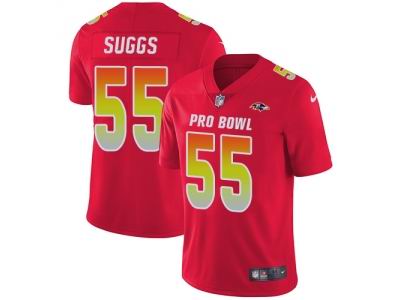 Women Nike Baltimore Ravens #55 Terrell Suggs Red Limited AFC 2018 Pro Bowl Jersey