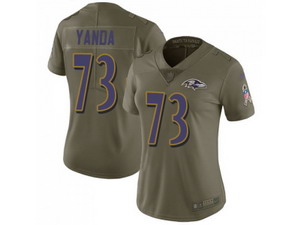 Women Nike Baltimore Ravens #73 Marshal Yanda Olive Stitched NFL Limited 2017 Salute to Service Jersey