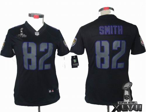 Women Nike Baltimore Ravens #82 Torrey  Smith black Impact Limited 2013 Super Bowl XLVII Jersey