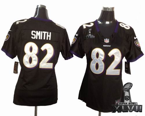 Women Nike Baltimore Ravens #82 Torrey Smith black Game 2013 Super Bowl XLVII Jersey