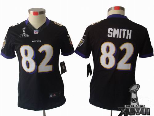 Women Nike Baltimore Ravens #82 Torrey Smith black limited 2013 Super Bowl XLVII Jersey