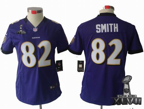 Women Nike Baltimore Ravens #82 Torrey Smith purple limited 2013 Super Bowl XLVII Jersey