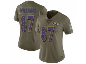Women Nike Baltimore Ravens #87 Maxx Williams Olive Stitched NFL Limited 2017 Salute to Service Jersey