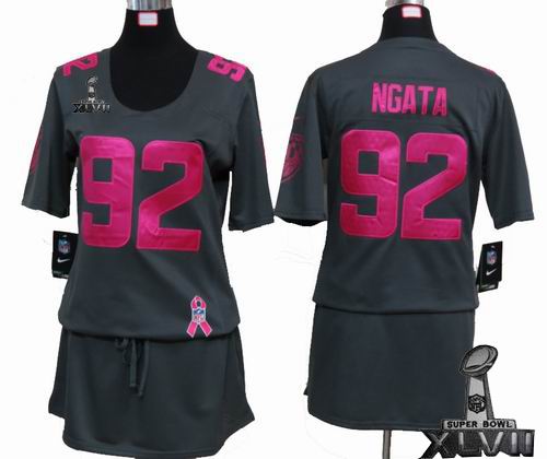 Women Nike Baltimore Ravens #92 Haloti Ngata Elite breast Cancer Awareness Dark grey 2013 Super Bowl XLVII Jersey