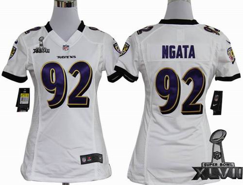 Women Nike Baltimore Ravens #92 Haloti Ngata white game 2013 Super Bowl XLVII Jersey