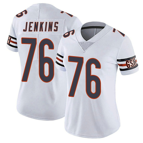 Women Nike Bears #76 Teven Jenkins  White Vapor Untouchable Limited Women Jersey