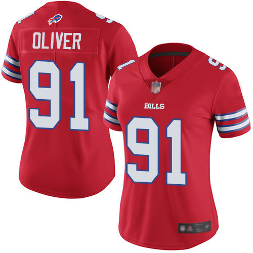 Women Nike Bills 91 Ed Oliver Red Women Color Rush Limited Jersey