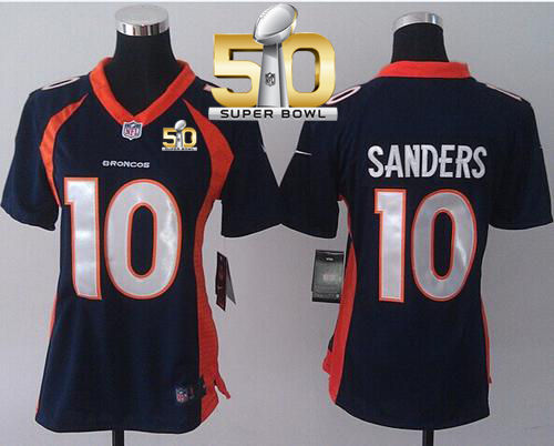 Women Nike Broncos 10 Emmanuel Sanders Blue Alternate Super Bowl 50 NFL New Jersey