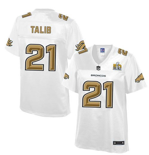Women Nike Broncos 21 Aqib Talib White NFL Pro Line Super Bowl 50 Fashion Game Jersey