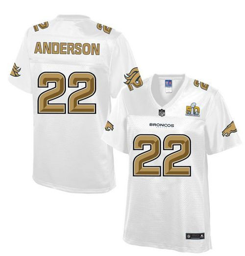 Women Nike Broncos 22 C.J. Anderson White NFL Pro Line Super Bowl 50 Fashion Game Jersey