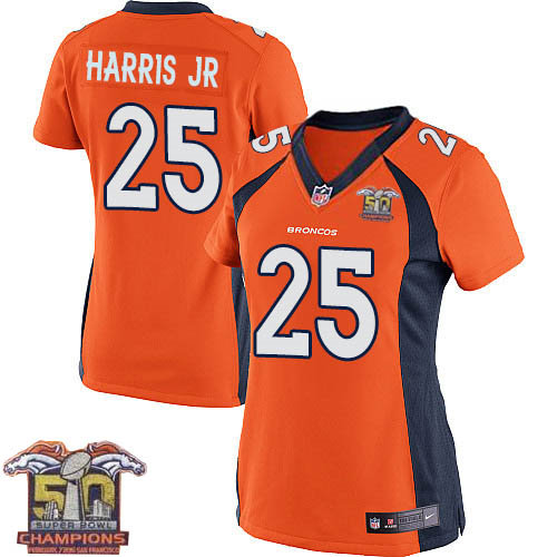 Women Nike Broncos 25 Chris Harris Jr Orange NFL Home Super Bowl 50 Champions Jersey