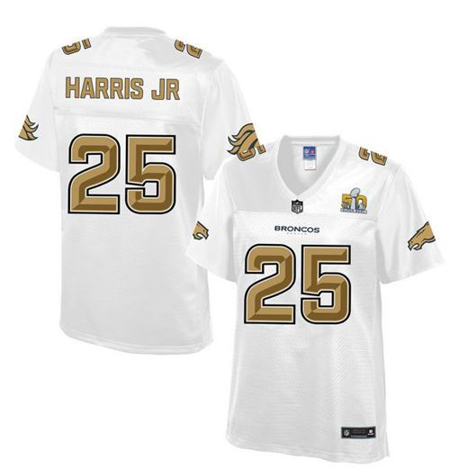 Women Nike Broncos 25 Chris Harris Jr White NFL Pro Line Super Bowl 50 Fashion Game Jersey