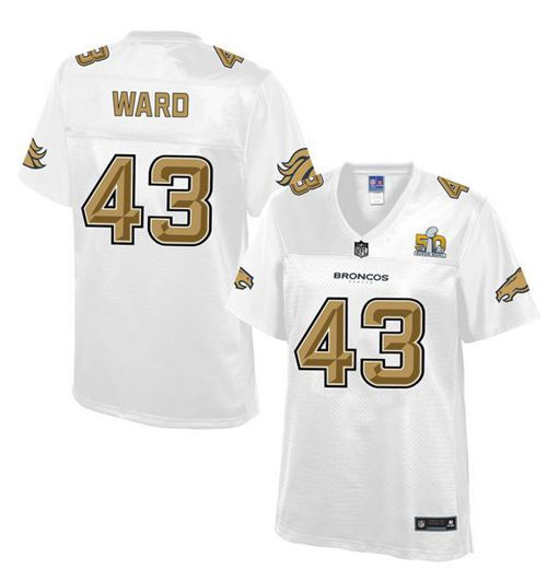 Women Nike Broncos 43 T.J. Ward White NFL Pro Line Super Bowl 50 Fashion Game Jersey