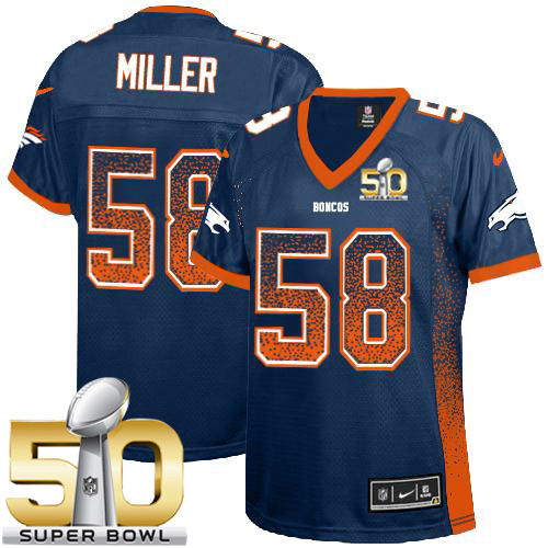 Women Nike Broncos 58 Von Miller Blue Alternate Super Bowl 50 NFL Drift Fashion Jersey