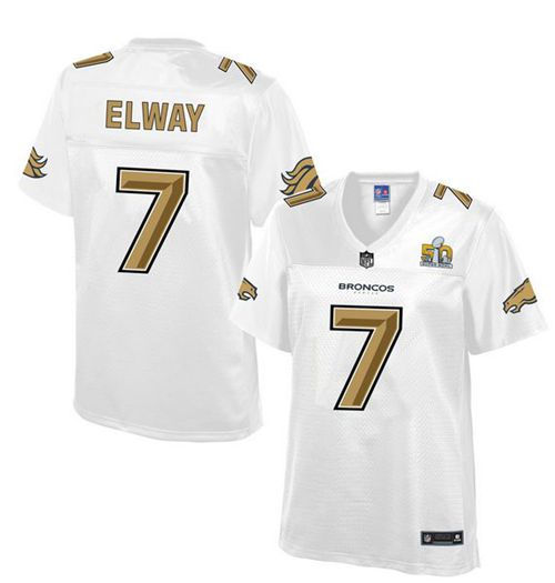 Women Nike Broncos 7 John Elway White NFL Pro Line Super Bowl 50 Fashion Game Jersey