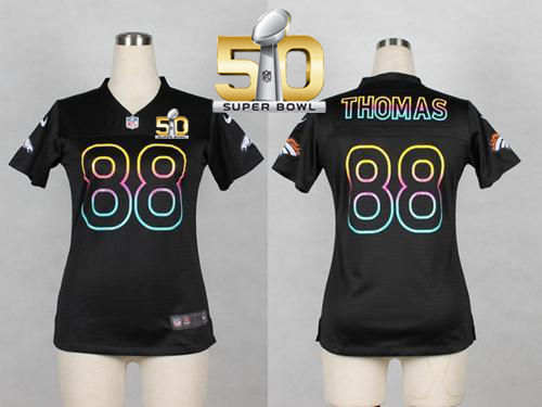 Women Nike Broncos 88 Demaryius Thomas Black Super Bowl 50 NFL Fashion Game Jersey