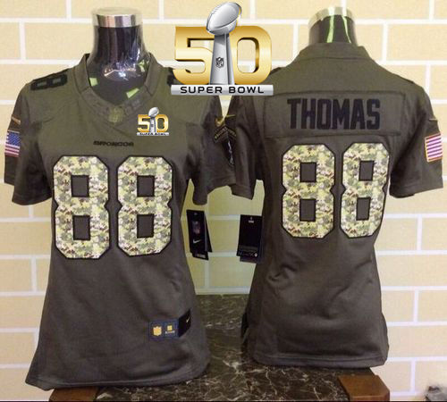Women Nike Broncos 88 Demaryius Thomas Green Super Bowl 50 NFL Limited Salute to Service Jerseys