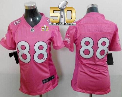 Women Nike Broncos 88 Demaryius Thomas Pink Super Bowl 50 Be Luv-d NFL New Jersey