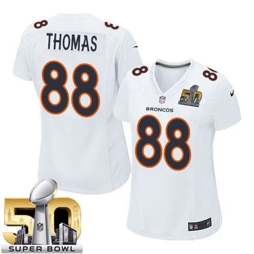 Women Nike Broncos 88 Demaryius Thomas White Super Bowl 50 NFL Game Event Jersey