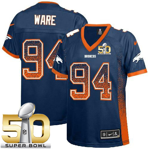 Women Nike Broncos 94 DeMarcus Ware Blue Alternate Super Bowl 50 NFL Drift Fashion Jersey