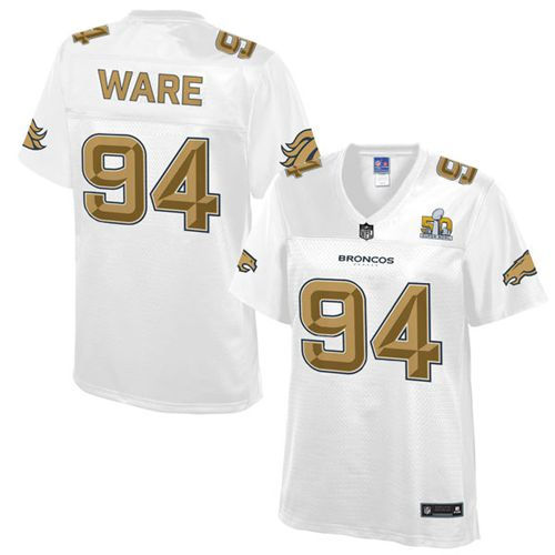 Women Nike Broncos 94 DeMarcus Ware White NFL Pro Line Super Bowl 50 Fashion Game Jersey