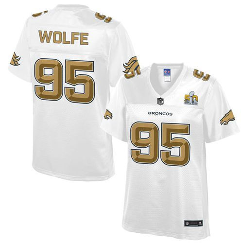 Women Nike Broncos 95 Derek Wolfe White NFL Pro Line Super Bowl 50 Fashion Game Jersey