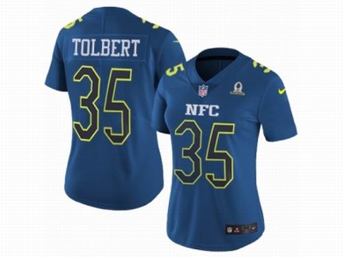 Women Nike Carolina Panthers #35 Mike Tolbert Limited Blue 2017 Pro Bowl NFL Jersey