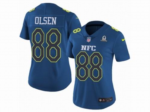 Women Nike Carolina Panthers #88 Greg Olsen Limited Blue 2017 Pro Bowl NFL Jersey