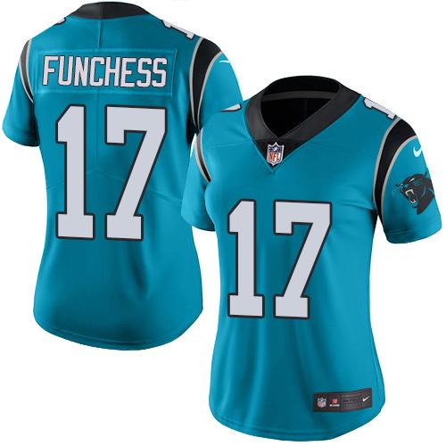 Women Nike Carolina Panthers 17 Devin Funchess Blue NFL Limited Rush Jersey