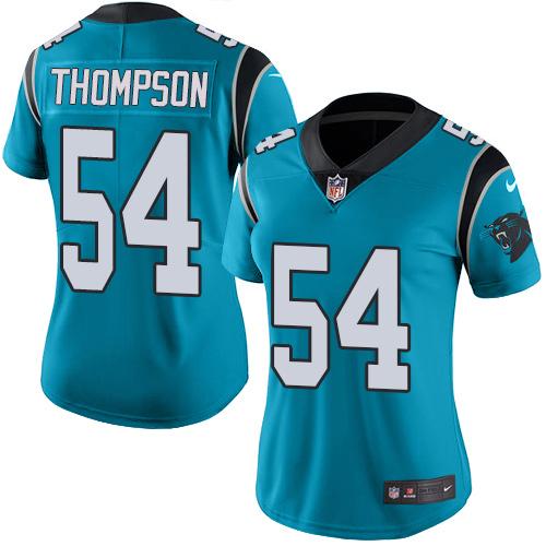Women Nike Carolina Panthers 54 Shaq Thompson Blue NFL Limited Rush Jersey