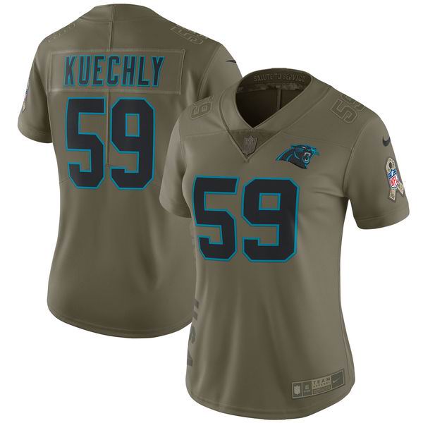 Women Nike Carolina Panthers 59# Luke Kuechly Olive NFL Limited 2017 Salute To Service Jersey