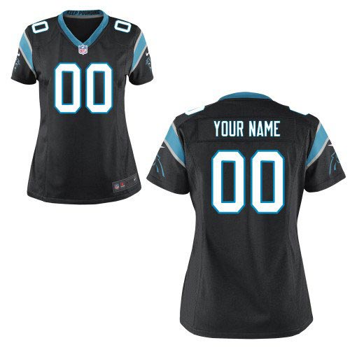 Women Nike Carolina Panthers Customized Game Team Color Black Jersey