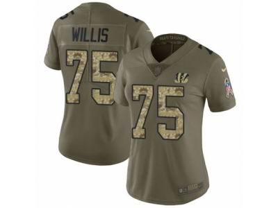 Women Nike Cincinnati Bengals #75 Jordan Willis Limited Olive Camo 2017 Salute to Service NFL Jersey