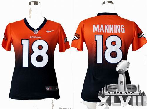 Women Nike Denver Broncos #18 Peyton Manning Elite Drift II Fashion 2014 Super bowl XLVIII(GYM) Jersey