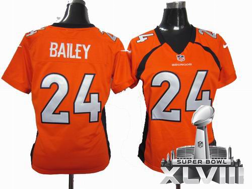 Women Nike Denver Broncos #24 Champ Bailey orange game 2014 Super bowl XLVIII(GYM) Jersey