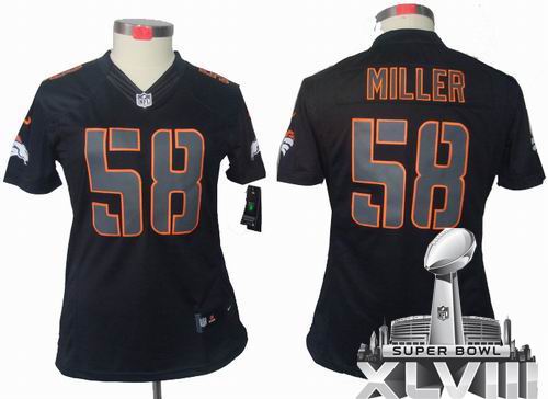 Women Nike Denver Broncos #58 Von Miller Black Impact Limited 2014 Super bowl XLVIII(GYM) Jersey