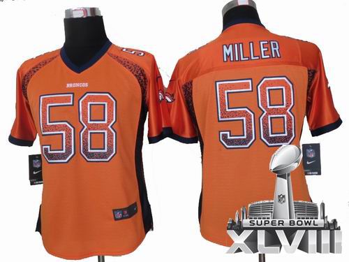 Women Nike Denver Broncos #58 Von Miller Orange Elite Drift Fashion 2014 Super bowl XLVIII(GYM) Jersey