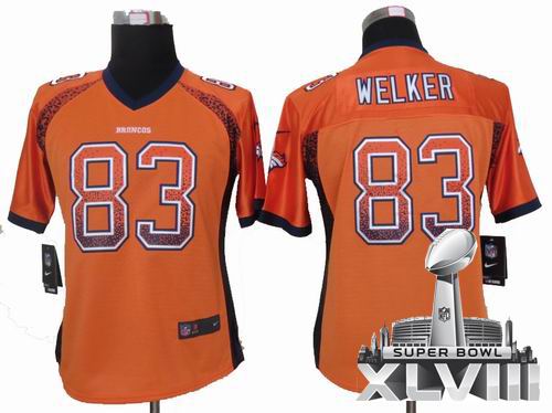 Women Nike Denver Broncos #83 Wes Welker Orange Elite Drift Fashion 2014 Super bowl XLVIII(GYM) Jersey