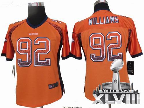 Women Nike Denver Broncos #92 Sylvester Williams Orange Team Color Elite Drift Fashion 2014 Super bowl XLVIII(GYM) Jersey