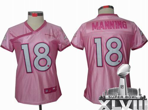 Women Nike Denver Broncos 18# Peyton Manning Pink Love elite 2014 Super bowl XLVIII(GYM) Jersey